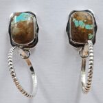 Mine 8 Turquoise 1.25" 925 Sterling Silver Hoop Earrings (REXT62-294)