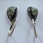 Black Jack Turquoise 1.25" 925 Sterling Silver Hoop Earrings (REXT62-328)