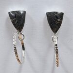 Black Jack Turquoise 1.25" 925 Sterling Silver Hoop Earrings (REXT62-327)