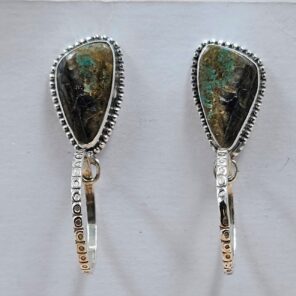 Black Jack Turquoise 1.25" 925 Sterling Silver Hoop Earrings (REXT62-322)