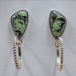 Black Jack Turquoise 1.25" 925 Sterling Silver Hoop Earrings (REXT62-339)