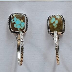 Mine 8 Turquoise 1.25" 925 Sterling Silver Hoop Earrings (REXT62-293)