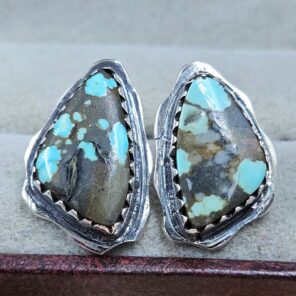 Mine 8 Turquoise 0.6" 925 Sterling Silver Stud Earrings (REXT62-307)