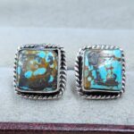 Mine 8 Turquoise 0.5" 925 Sterling Silver Stud Earrings (REXT62-310)