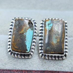Mine 8 Turquoise 0.5" 925 Sterling Silver Stud Earrings (REXT62-311)