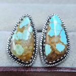 Mine 8 Turquoise 0.75" 925 Sterling Silver Stud Earrings (REXT62-314)