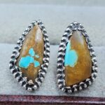 Mine 8 Turquoise 0.6" 925 Sterling Silver Stud Earrings (REXT62-318)