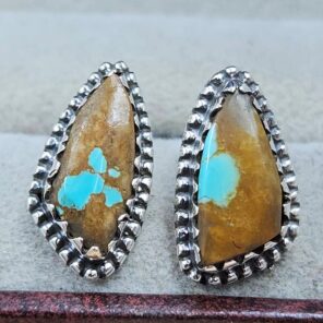 Mine 8 Turquoise 0.6" 925 Sterling Silver Stud Earrings (REXT62-318)