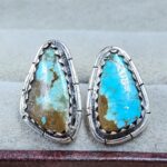 Mine 8 Turquoise 0.6" 925 Sterling Silver Stud Earrings (REXT62-305)