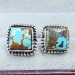 Mine 8 Turquoise 0.5" 925 Sterling Silver Stud Earrings (REXT62-320)