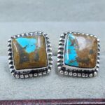 Mine 8 Turquoise 0.6" 925 Sterling Silver Stud Earrings (REXT62-319)