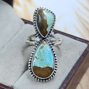 Mine 8 Turquoise Rings Size US 8 925 Sterling Silver Ring (REXT120-54)