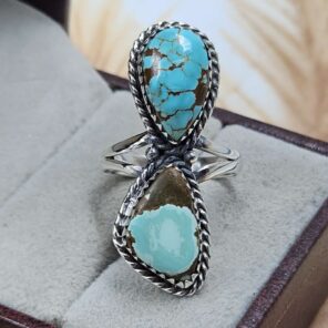 Mine 8 Turquoise Rings Size US 7 925 Sterling Silver Ring (REXT120-50)