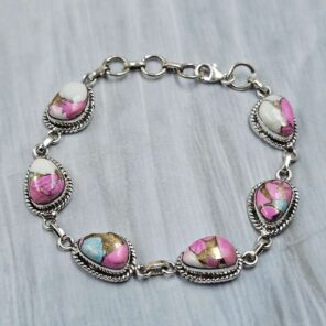 Cotton Candy Turquoise 925 Sterling Silver Bracelet (REXT40-325)