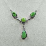 Yungai Green Turquoise 925 Sterling Silver Necklace (REXT111-86)