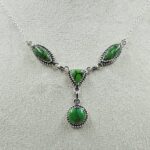 Yungai Green Turquoise 925 Sterling Silver Necklace (REXT111-87)