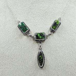 Yungai Green Turquoise 925 Sterling Silver Necklace (REXT111-89)