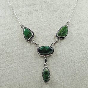 Yungai Green Turquoise 925 Sterling Silver Necklace (REXT111-90)