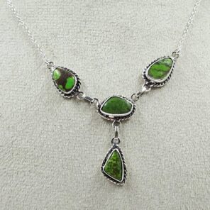 Yungai Green Turquoise 925 Sterling Silver Necklace (REXT111-91)