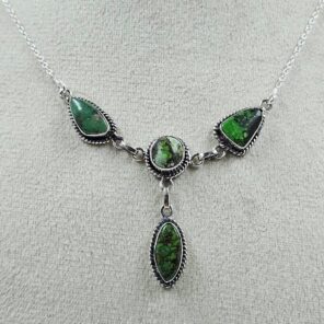 Yungai Green Turquoise 925 Sterling Silver Necklace (REXT111-93)