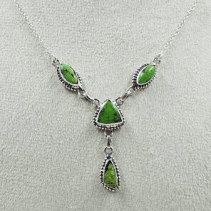 Yungai Green Turquoise 925 Sterling Silver Necklace (REXT111-97)