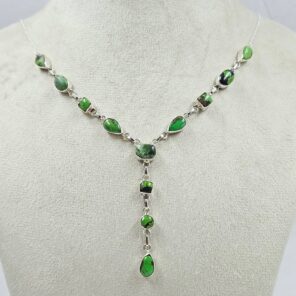 Yungai Green Turquoise 925 Sterling Silver Necklace (REXT111-104)