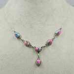 Cotton Candy Turquoise 925 Sterling Silver Necklace (REXT165-68)