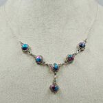 Pink Dahlia Turquoise 925 Sterling Silver Necklace (REXT165-70)