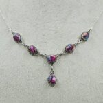 Pink Dahlia Turquoise 925 Sterling Silver Necklace (REXT131-59)