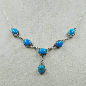 Kingman Turquoise 925 Sterling Silver Necklace (REXT131-61)