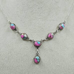 Cotton Candy Turquoise 925 Sterling Silver Necklace (REXT131-62)