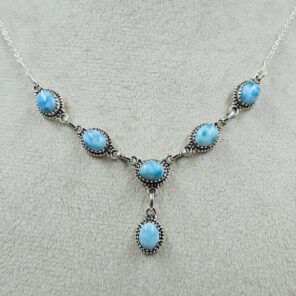 Larimar 925 Sterling Silver Necklace (REXT131-66)