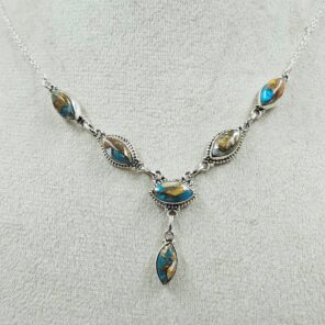 Spiny Oyster Turquoise 925 Sterling Silver Necklace (REXT165-57)