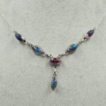 Pink Dahlia Turquoise 925 Sterling Silver Necklace (REXT165-58)