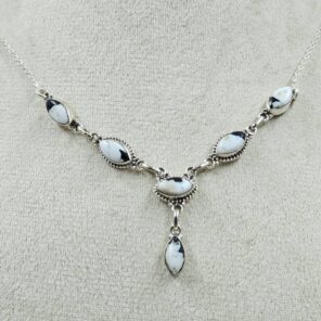 White Buffalo Turquoise 925 Sterling Silver Necklace (REXT165-59)