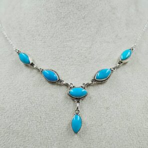 Kingman Turquoise 925 Sterling Silver Necklace (REXT165-60)