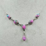 Pink Dahlia Turquoise 925 Sterling Silver Necklace (REXT165-65)