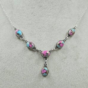 Cotton Candy Turquoise 925 Sterling Silver Necklace (REXT131-50)