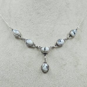 White Buffalo Turquoise 925 Sterling Silver Necklace (REXT131-51)