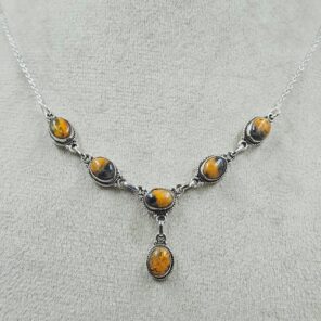Bumble Bee Jasper 925 Sterling Silver Necklace (REXT131-54)