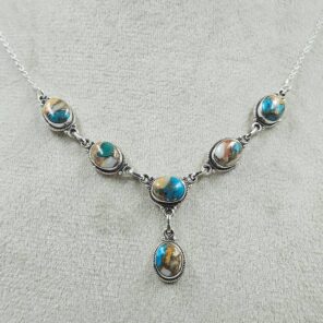 Spiny Oyster Turquoise 925 Sterling Silver Necklace (REXT131-56)