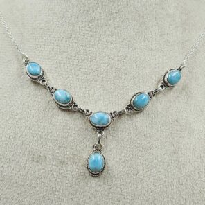 Larimar 925 Sterling Silver Necklace (REXT131-57)