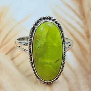 Gaspeite Size US 11 925 Sterling Silver Ring (REXT29-477)