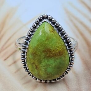 Gaspeite Size US 11 925 Sterling Silver Ring (REXT29-476)