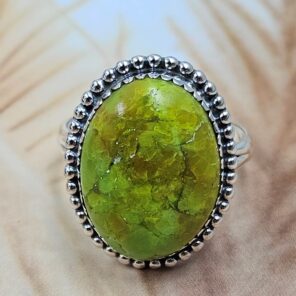 Gaspeite Size US 10 925 Sterling Silver Ring (REXT29-471)