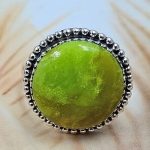 Gaspeite Size US 9 925 Sterling Silver Ring (REXT29-463)