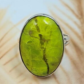 Gaspeite Size US 9 925 Sterling Silver Ring (REXT29-456)