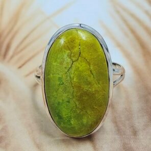 Gaspeite Size US 9 925 Sterling Silver Ring (REXT29-459)