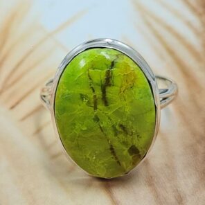 Gaspeite Size US 11 925 Sterling Silver Ring (REXT29-475)