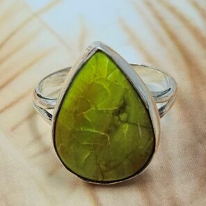 Gaspeite Size US 10 925 Sterling Silver Ring (REXT29-473)